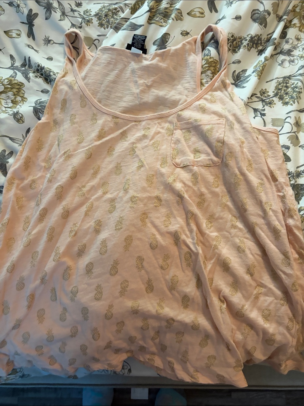 Torrid Light Pink Tank Top with Gold Pineapple Print - Women